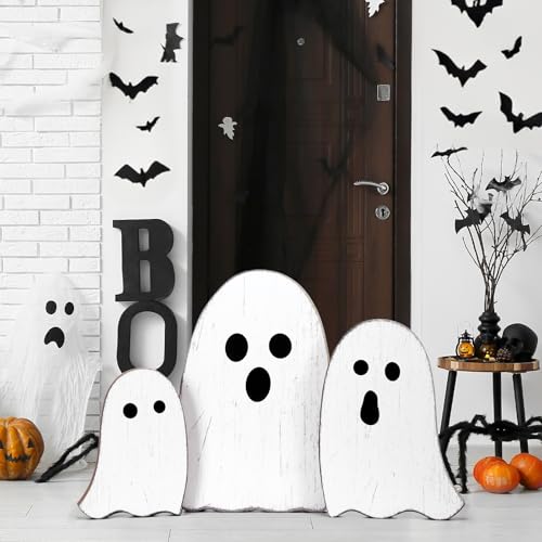3 Pcs 19.68"H Helloween Porch Sign Wooden Halloween Yard Decor