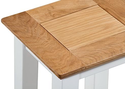 Hallowood Furniture Clifton Oak Small Occasional Table  Solid Wooden Off White Painted Coffee Table with Light Oak Top  Bedside & Lamp Table for Bedroom - Side Table for Living Room  Console Table