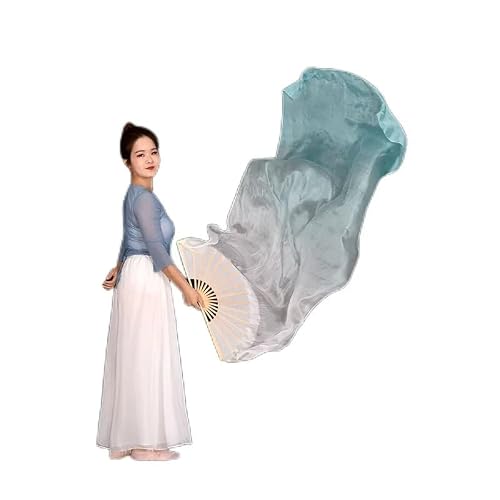 DMLAYHP Belly Dance Fan Bellydance Silk Veils Fan Dancer Performance Long Flowy 1.8m(3,150cm)