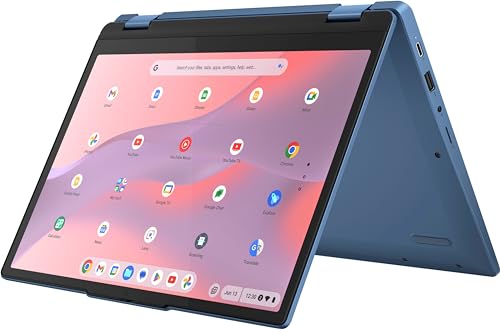 Image of Lenovo Flex 3 3i 2-in-1 Chromebook (12.2 inch FHD+ Touchscreen, Intel N100, 4GB DDR5 RAM, 192GB (64GB eMMC + 128GB SD Card)) Student & Education Laptop, Webcam, NFC, HDMI, USB-C, IST Pen, Chrome OS, Blue