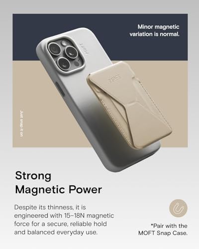 Image of MOFT Magnetic Wallet Stand Compatible with iPhone 16 /15 /14 /13 /12 Series, Angle Adjustment & MOVAS Phone Stand, Light Earthen Beige