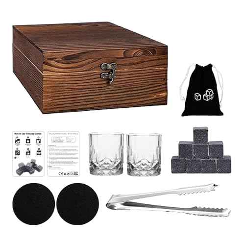 Générique Whiskey Glasses Set, Wooden Box Drinking Collection, Unique Glass Drinking Set, Engraved Whiskey Tumblers, Wooden Box Drinking Set per Housewarming, Birthdays, Father's Day, Engagement