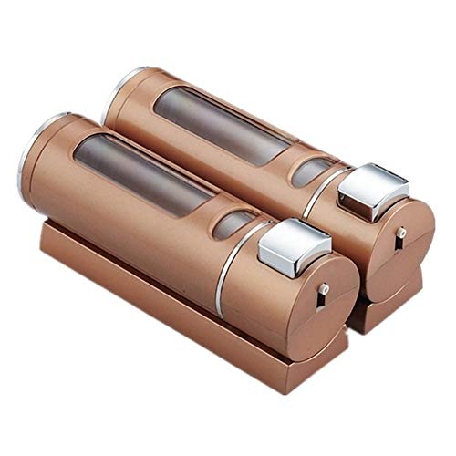QWLHZW Doble 400 ml dispensador de jabón de Montaje en Pared del baño de Ducha del champú dispensador de jabón líquido Recipiente de baño Accesorios for baños, 2 Piezas, Oro (Color : Champagne)