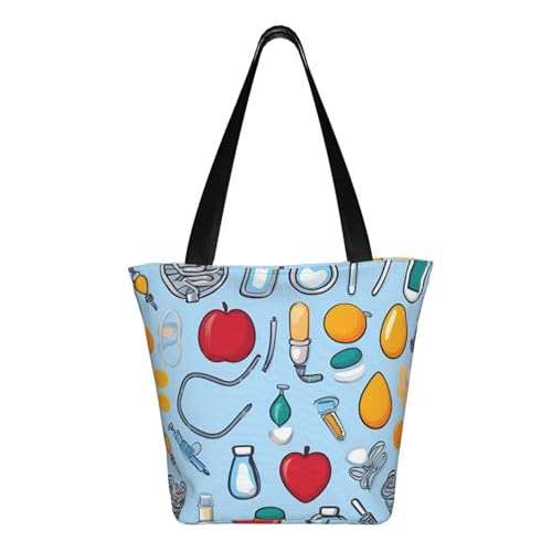 Cartoon tools Print Lightweight Shoulder Bag Summer Outings Tote Bags Travel Hiking Work Casual Use3