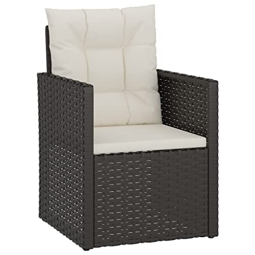 vidaXL Fauteuil de Jardin avec Coussins Noir Résine tressée, mobilier de Jardin, mobilier de Patio, sièges de Jardin, mobilier d'extérieur