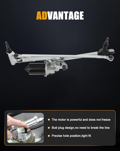 Image of ROADFAR Front Wiper Motor with Linkage Assy Replacement for 2012-2015 for for X1 61612990025 Wiper Motor 4 Pins