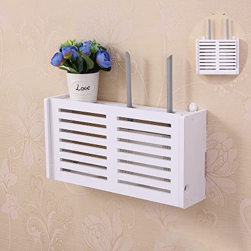 ARMYJY Ningún taladro Wifi router caja de almacenamiento estante colgante en la pared enchufe tablero soporte almacenamiento de cable Cover