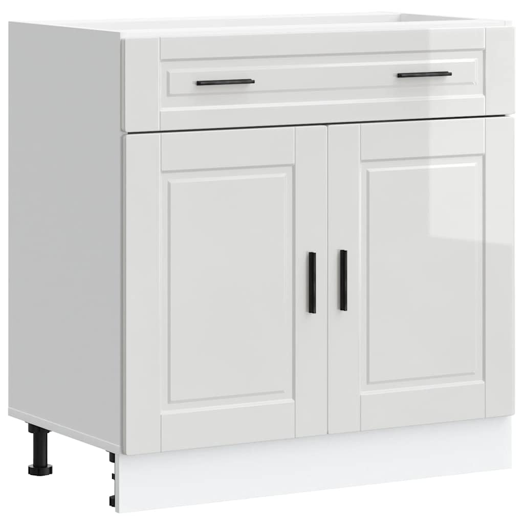 vidaXL Armoire de Cuisine Porto Blanc Brillant Bois ingénierie