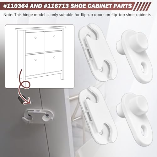 Image of Shoe Cabinet Hinge and Stopper Replacement Part #110364 and #116713