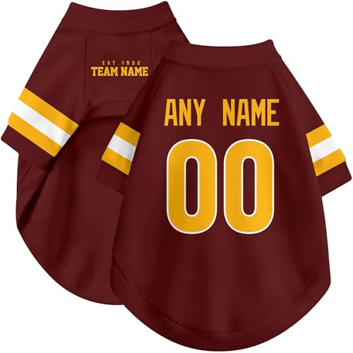 Image of W Dog Clothes Jersey Style Personalized Pet T Shirt with Custom Name Number for Small Medium Large Dogs