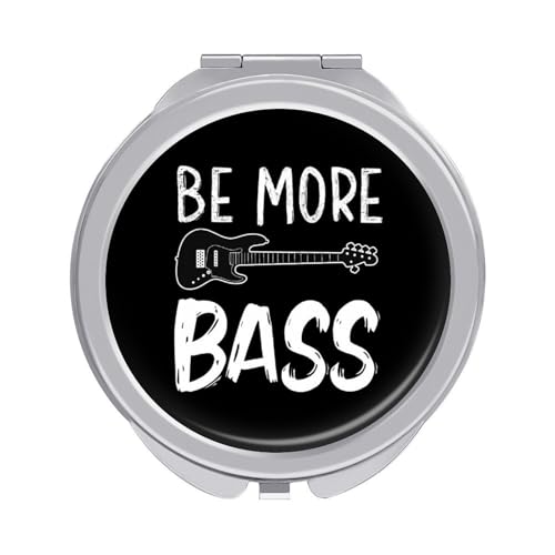 Image of Be More Bass Guitar Music Handheld Makeup Mirror Round Travel
