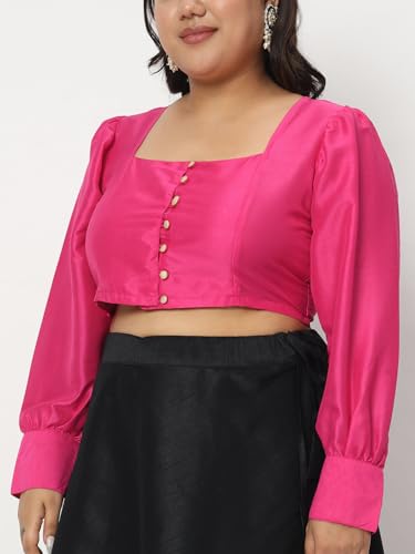 Image of studio rasa Women's Plus Size Chroma Button Down Crop Top for Wedding Festive Party