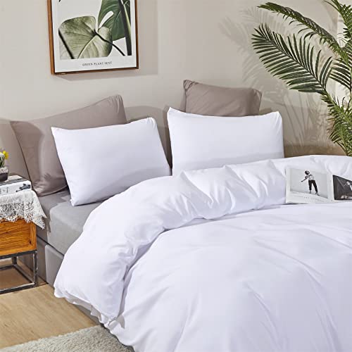 Pureant White Comforter Sets Queen Women Men Solid White Cotton Bedding Comforters Plain White Aesthetic Luxurious Soft Quilts Modern Adults Teens Pure White Warm Blankets Girls All White Bed Durable #TOP3