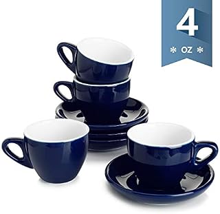 Sweese 402.103 Espresso Cups with Saucers, 4 Ounce Demitasse Cups, Perfect for Single