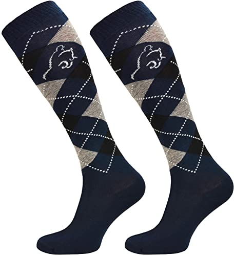 Comodo STPDJ Chaussettes d'Équitation à Carreaux Pour Cavaliers | En Coton Pour Femme, Homme et...