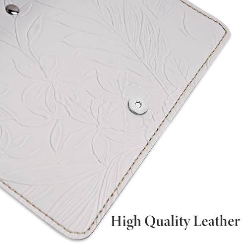 lizimandu Business Card Holder Book, Business Card Book Case PU Leather Organization Binder Name ID Card Holder for Men & Women, Up to 96 Cards Capacity(1-Carved White) - Thumbnail 6