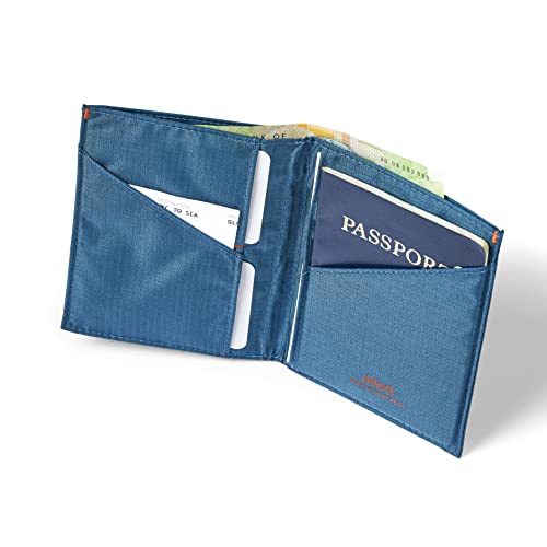Allett Travel Wallet, Indigo Blue | Nylon, Thin Bifold, RFID Blocking, Minimalistic, Front Pocket | Holds Up To 10 Cards & Passport | For Men & Women2
