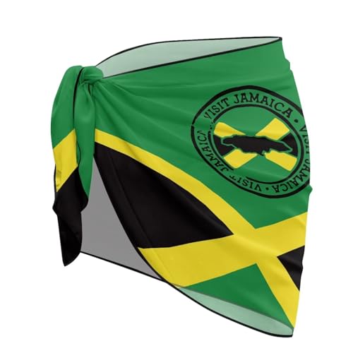 WELLFLYHOM Cache-maillot de bain pour femme en mousseline de soie, Wellflyhom Drapeau Jamaïque, taille unique
