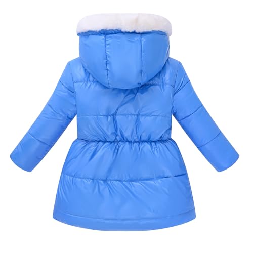 Girls' Winter Puffer Jacket with Faux Fur Trimmed Hood Warm Thickened Quilted Coat Cute Outerwear for Cold Weather3