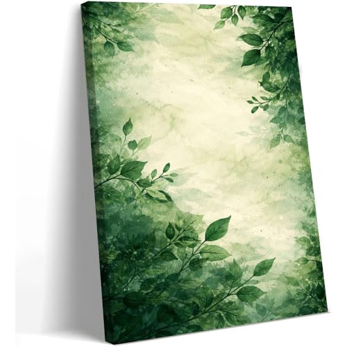 Framed Canvas Wall Art Ready to Hang Botanical Watercolor Green
