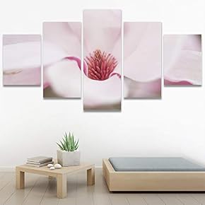 SIGNWIN 5 Panel Canvas Wall Art Bright Flowers...
