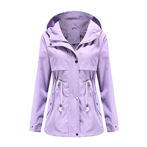 Doslavida Women's Rain Jacket Waterproof Hooded Windbreaker Lightweight Trench Coat Active Outdoor Raincoat With Hood #TOP25