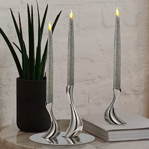 Furora Lighting Silver Flameless Candles Battery Operated, Remote Controlled Pillar Candles And Votive Candles Bundle With 2 Pack Silver Glitter Taper Candles With Timer For Christmas Table Decoration #TOP5