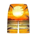 Dmmtot Strandshorts für Herren, Hawaii, lustig, Kokosnuss, Grafikdruck, Farbblockierung, niedliche Shorts, Kordelzug, elastische Wasit-Bermudahose mit Taschen, Surfen, Urlaub, Herrenbekleidung, Größe