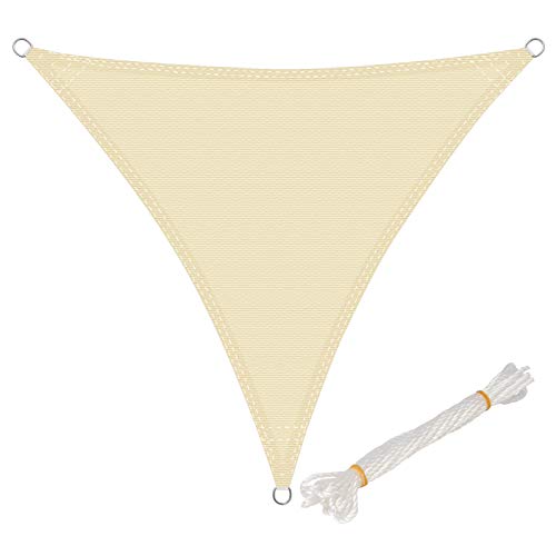 WOLTU Sonnensegel Premium HDPE Wetterbeständig Atmungsaktiv 95% UV Schutz Segeltuch 180 g/m² Sonnenschutz Schattenspender für Balkon Terrasse Garten, mit Befestigungsseilen