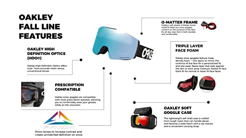 Oakley Fall Line M Oo7103 Factory Pilot Black/Prizm Snow Sapphire Iridium Ski Goggles For Men For Women + Bundle With Designer Iwear Eyewear Kit #TOP3