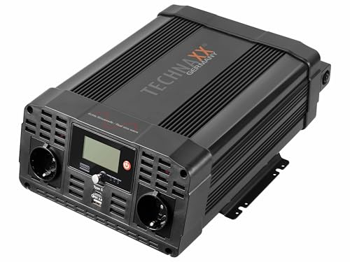 Technaxx Onduleur Voiture Pur Sinus 3000W – Convertisseur de Puissance 12V DC à 230V AC – 2X Prises 230V + USB-C & QC 3.0 – Écran LCD – Protection Complète – Modèle TE23