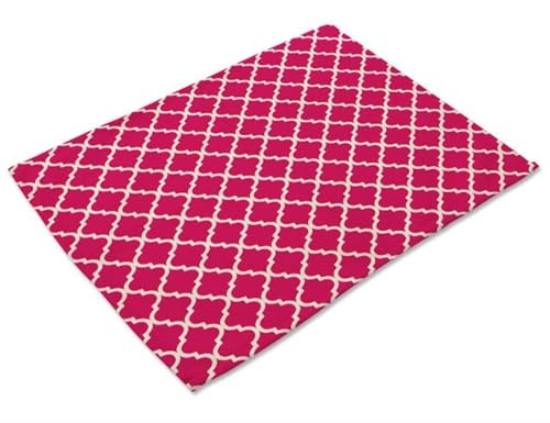 Napperon tapis de table lot de 4 set géométrie rose lin et polyester - 6