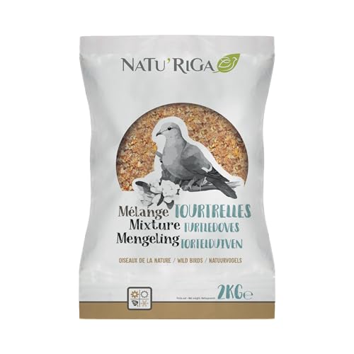 Riga – NATU&rsquo;RIGA – Mélange Tourterelles – Mélange De Céréales Et Légumes – Nourriture Oiseaux Extérieur – Recette Énergétique – Toute Saison – 2KG