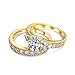Imagen de Bling Jewelry 3CT Ronda Solitario Piedras Laterales AAA Cz Pave Anillo De Boda Anillo De Compromiso Conjunto 14K Chapado En Oro