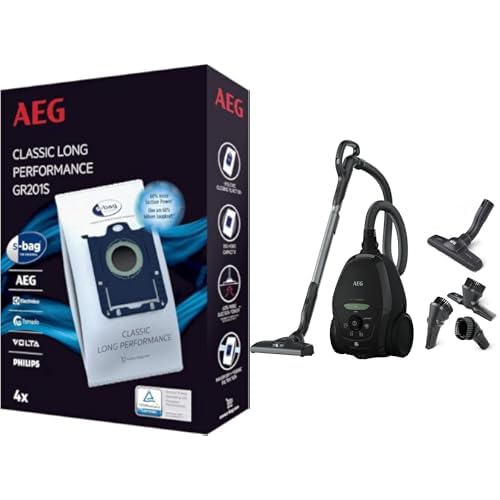 AEG VX82-1-ÖKO Staubsauger / 75% Recyclingmaterial / autom. Saugkraftregulierung / extrem leise auch auf Teppich & GR201S s-bag Staubbeutel Classic Long Performance (weiß)
