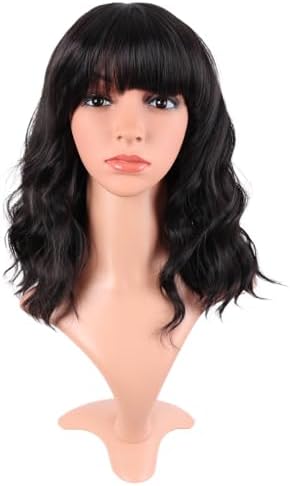 MapofBeauty 14 Pouces/35 cm Bob Wavy Court Bouclé Corps Vague Cosplay Anime Synthétique Cheveux