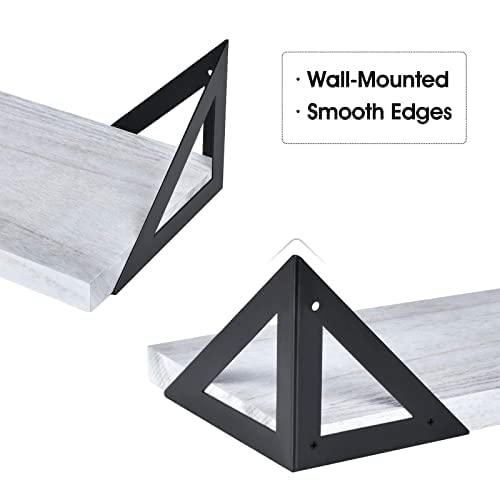 Klvied Floating Shelves Wall Mounted Set Of 4, Rustic Wood Wall Shelves, Storage Shelves For Bedroom, Living Room, Bathroom, Kitchen, Office And More, Gray #TOP3