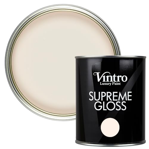 Vintro Paint | Gloss Paint | for Walls | Wood | Trim | Gloss Furniture Paint | Interior & Exterior Use. 1 Litre (Light Peach - Autumn Glow)