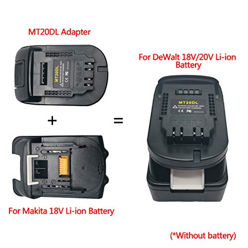 MT20DL Adapter Converter, Convert for Makita 18V Li-ion Battery BL1830 BL1860 BL1815 to for DeWalt 18V/20V DCB200 Lithium-Ion Battery Adapter, Use for DeWalt 18V/20V Max Li-ion Cordless Power Tools