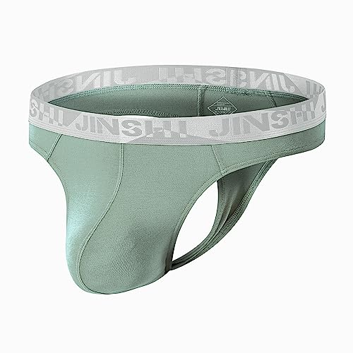 BIATWOWR Tanga para hombre, tanga sexy de cintura baja, ropa interior de bambú, bolsa masculina, tangas para mejorar el volumen, tangas G Strings sin etiqueta bikini, 1 paquete: verde, XL