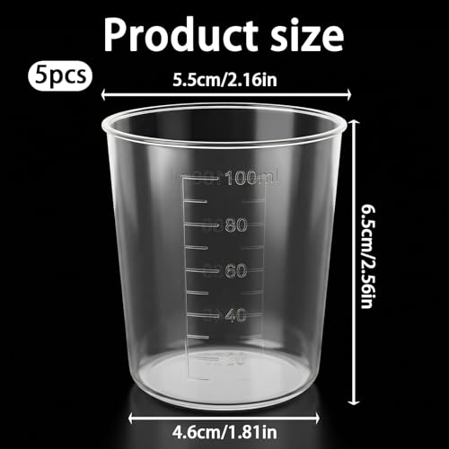 Set 5 Vasos Medidores Plásticos 100 ml Transparente miniatura 2