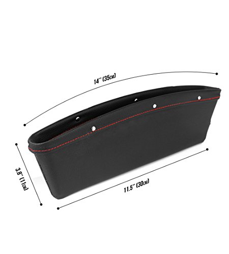 Vehicle Storage Box | Premium PU Leather Seat Catcher | Gap Filler Car Organizer| Compartment for Snacks, Electronics &Travel Essentials | Seat Side Pocket by Boxiki Travel