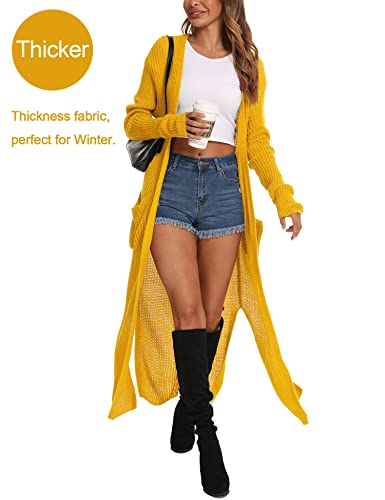 Image of Womens Casual Long Sleeve Split Open Cardigan Knit Long Cardigan Sweaters with Pockets Fall Fashion 2024
