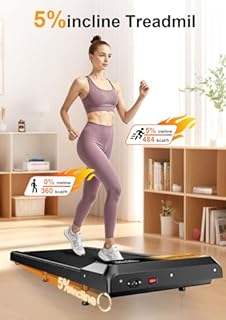 GKyet Walking Treadmill Pad with Incline,Walking 2.5HP for Home and Office, 265Lbs Weight Capacity,Treadmill with APP &Remote Control, LED Display, Yellow