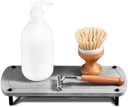 Momo Lifestyle, Bandeja Seca Rápido e Decorativa para Banheiro, Lavabo e Cozinha Drytomini, Organizador de Pia e Bancada, de Terra Diatomácea