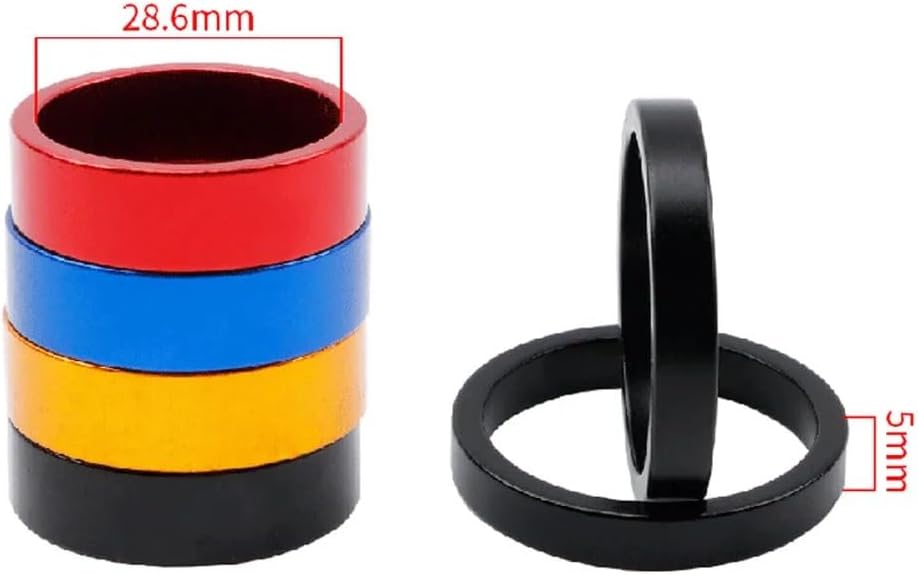 5 Pcs 1 1/8" Bike Stem Spacers Bike Headset Washer Bicycle Front Fork Washer Aluminum Alloy Mountain Bicycle Accessories Part for Bikes(Gold)