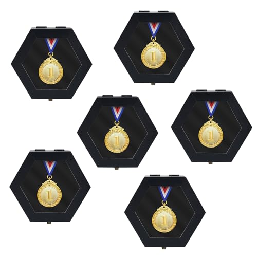 BiJun Medal Display Case,Military Medal Display Case Hanger Shadow Box for Medals Race Medal Display of Sports Medals Track Field Spartan Races Running Marathons (Black 6pc)