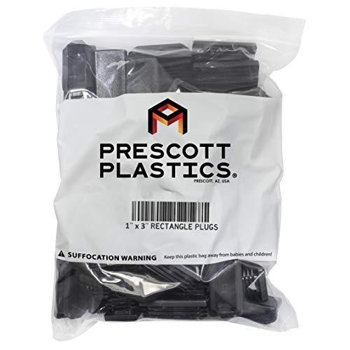 Prescott Plastics 1 X 3 Made In Usa Inch Rectangle Plastic Plug Insert, Black End Cap For Metal Tubing, Fence, Glide Insert For Pipe Post, Chairs And Furnitures (4 Pack) #TOP7