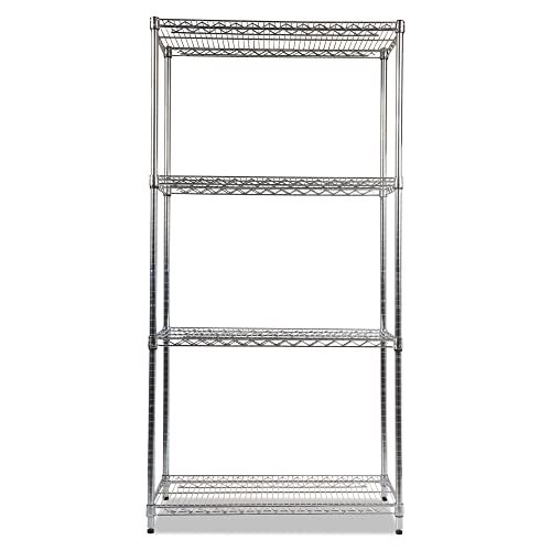 Alera Ale Industrial Heavy-Duty Wire Shelving Starter Kit, 4-Shelf, 36W X 18D X 72H, Silver #TOP3