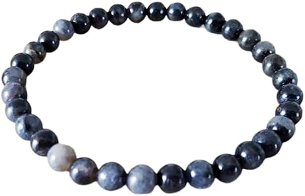 Happy_Shop Natural Arfvedsonite 6mm Round Shape Smooth Cut Beads 6.5 Inch Stretchable Bracelet For Men & Women. Unisex Bracelet For Healing, Meditation, Prosperity, Gift &...